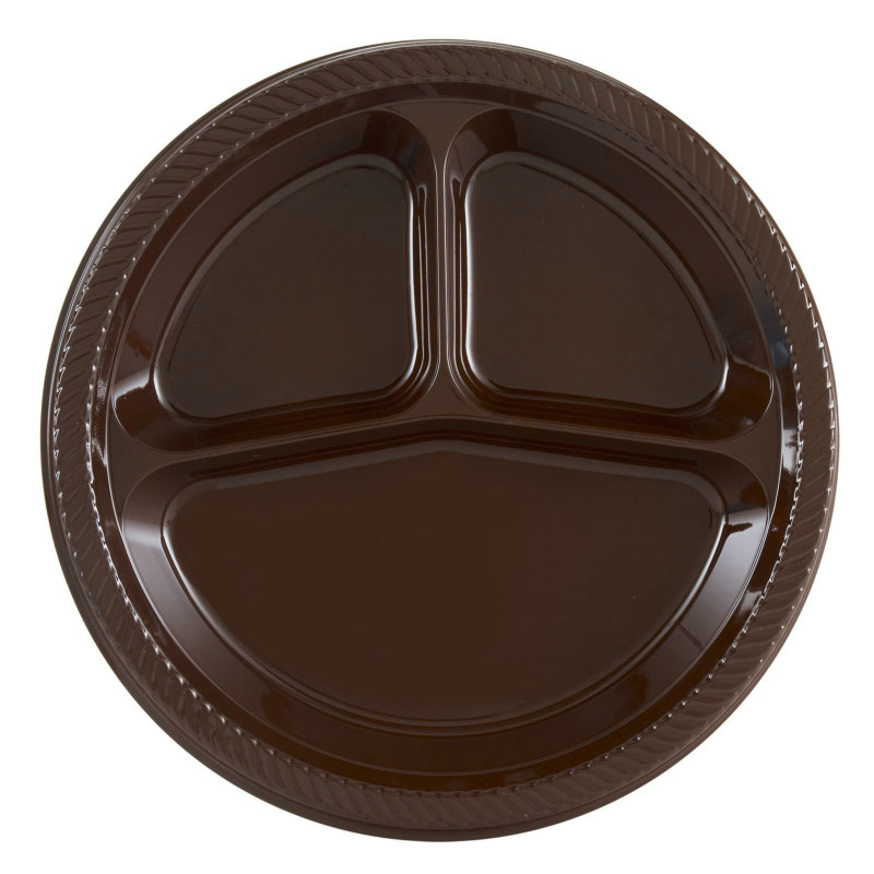 Brown Divided Dinner Plates (20 count) - Click Image to Close