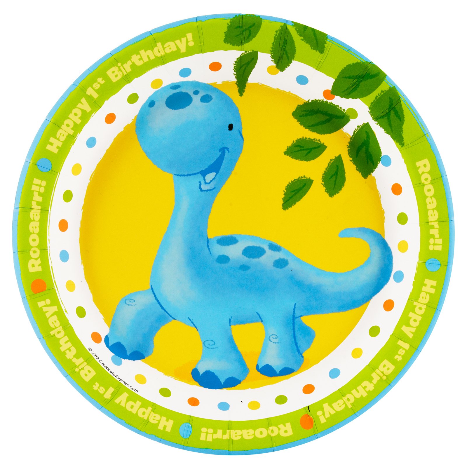 Little Dino 1st Birthday Dessert Plates (8 count) - Click Image to Close