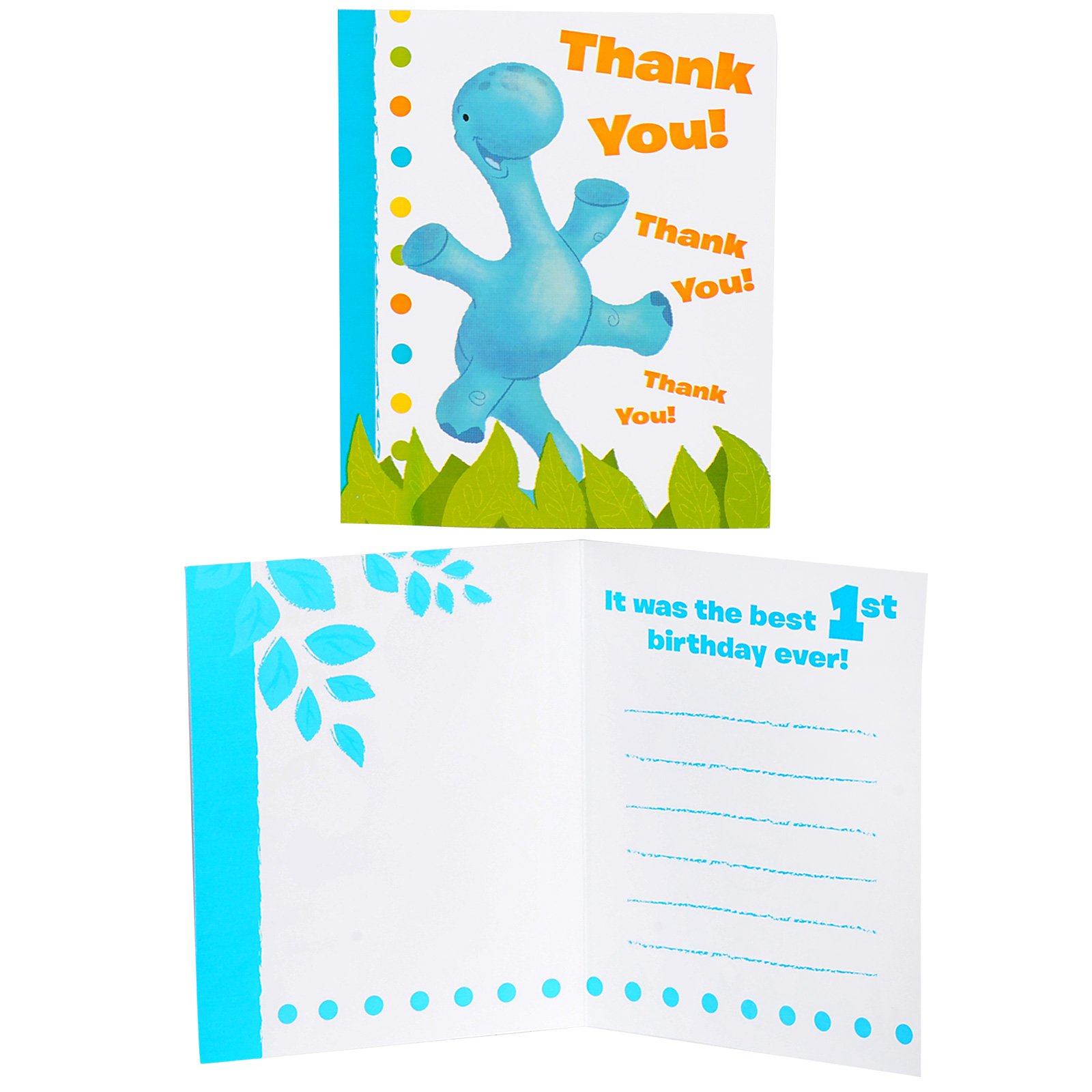 Little Dino 1st Birthday Thank You Cards (8 count)