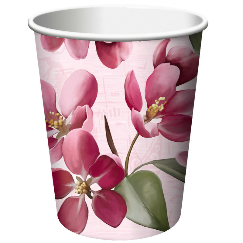 Cherry Blossom 9 oz. Paper Cups (8 count) - Click Image to Close