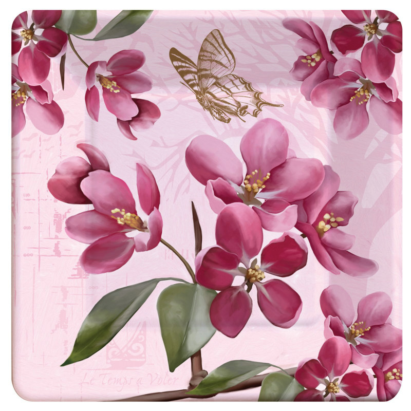 Cherry Blossom Square Dessert Plates (8 count) - Click Image to Close