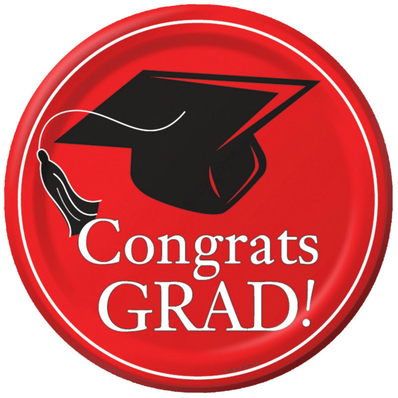 Congrats Grad Red Dessert Plates (18 count) - Click Image to Close