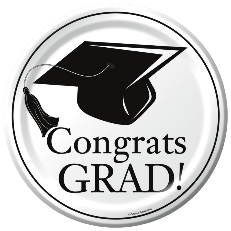 Congrats Grad White Dessert Plates (18 count) - Click Image to Close