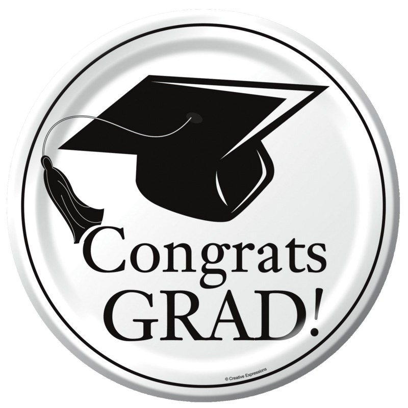 Congrats Grad White Dinner Plates (18 count) - Click Image to Close