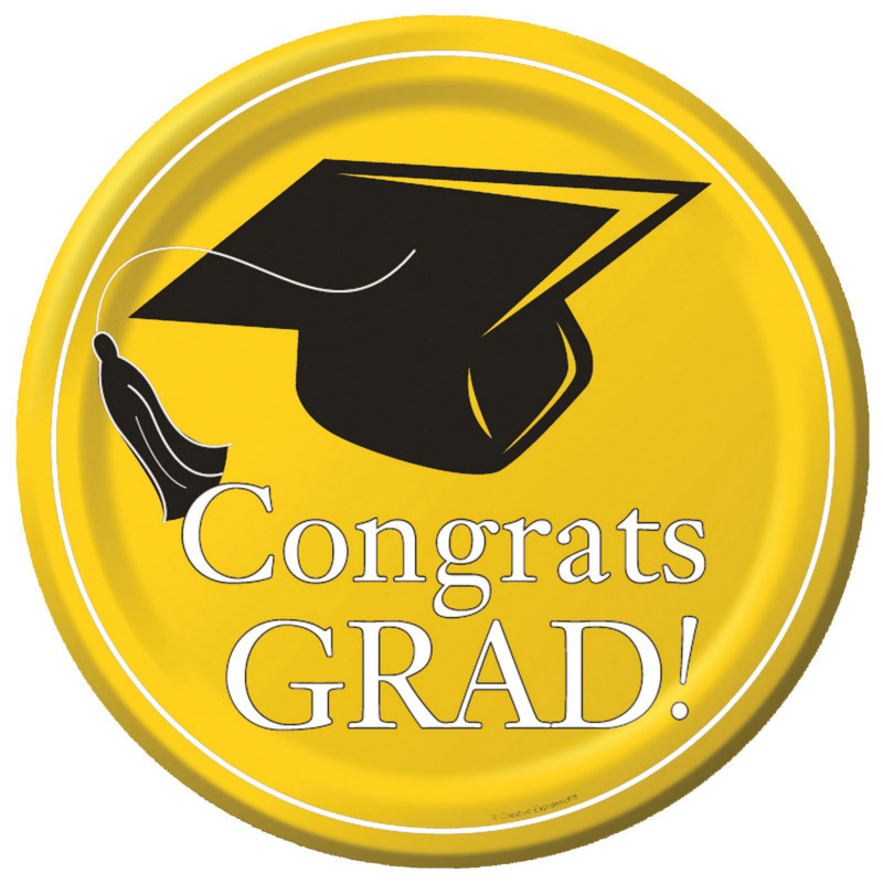 Congrats Grad Yellow Dessert Plates (18 count)