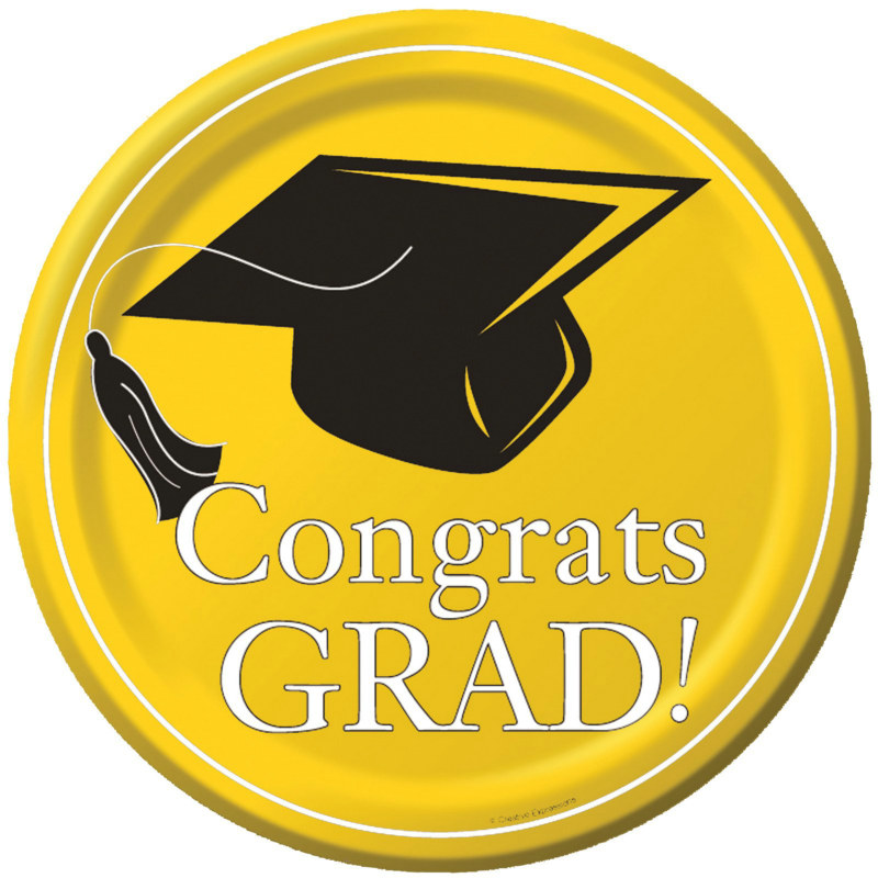 Congrats Grad Yellow Dinner Plates (18 count) - Click Image to Close
