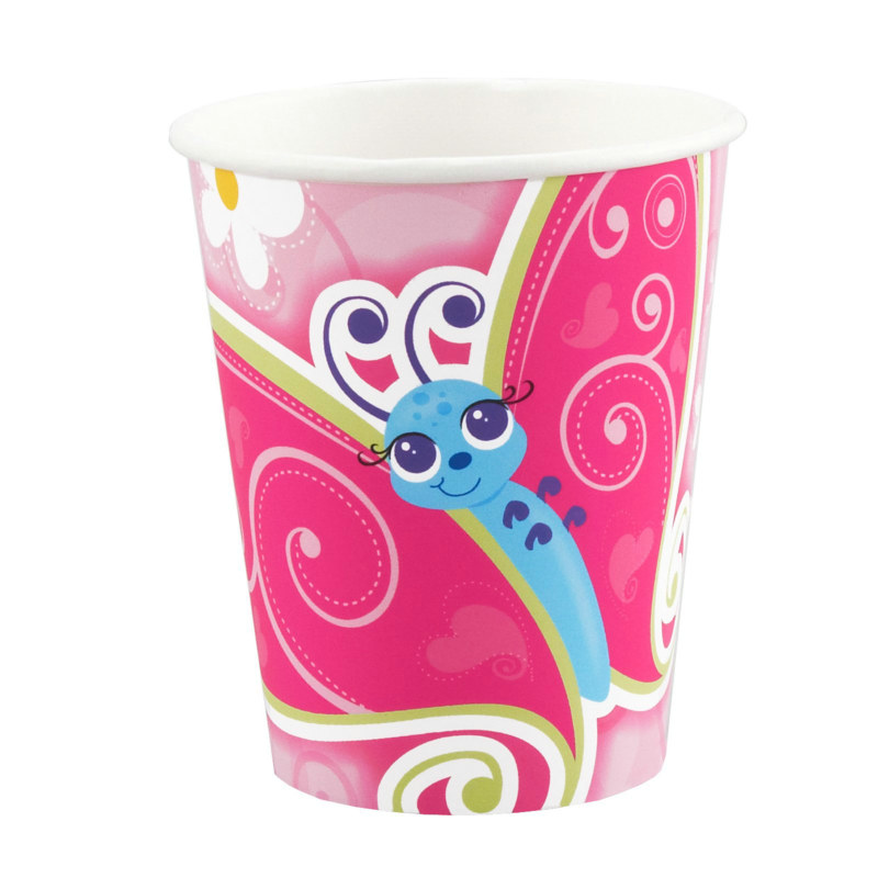 Flutterby Butterflies 9 oz. Paper Cups (8 count) - Click Image to Close