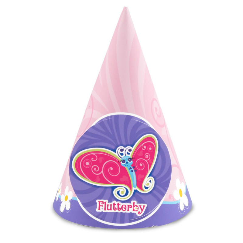 Flutterby Butterflies Cone Hats (8 count) - Click Image to Close