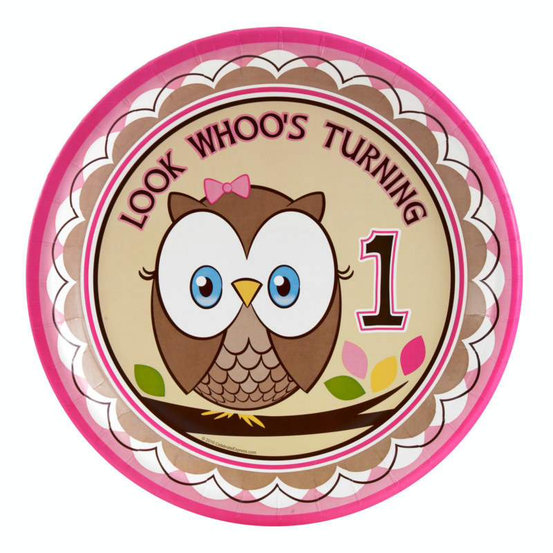 Look Whoo's 1 - Pink Dinner Plates (8 count) - Click Image to Close