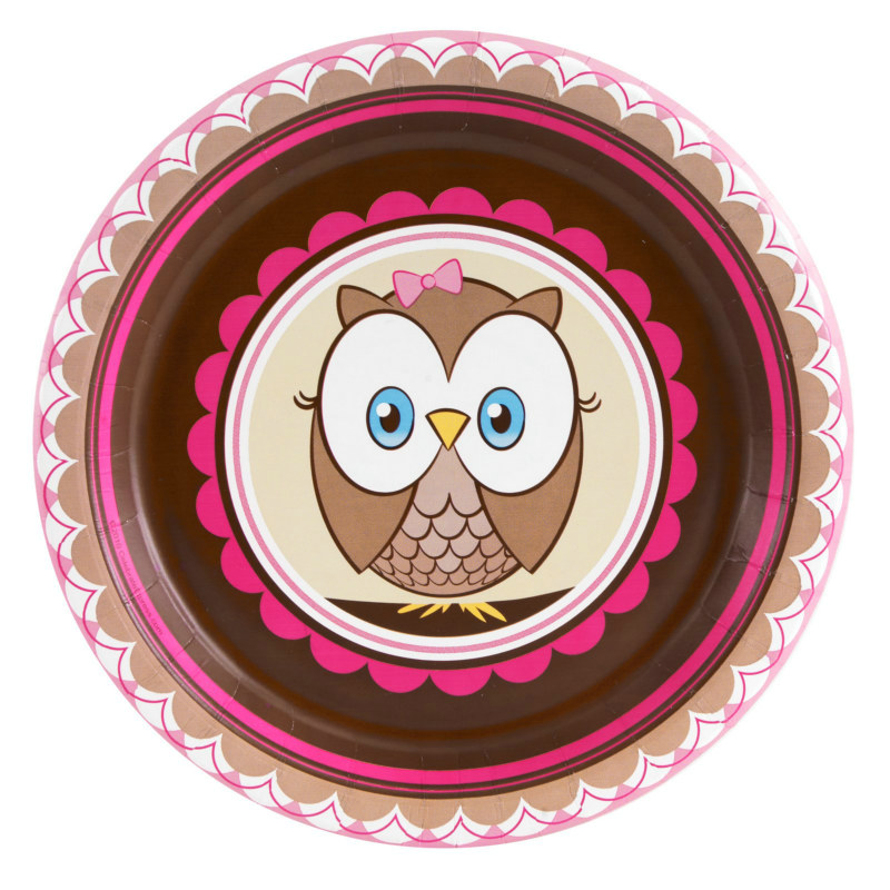 Look Whoo's 1- Pink Dessert Plates (8 count)