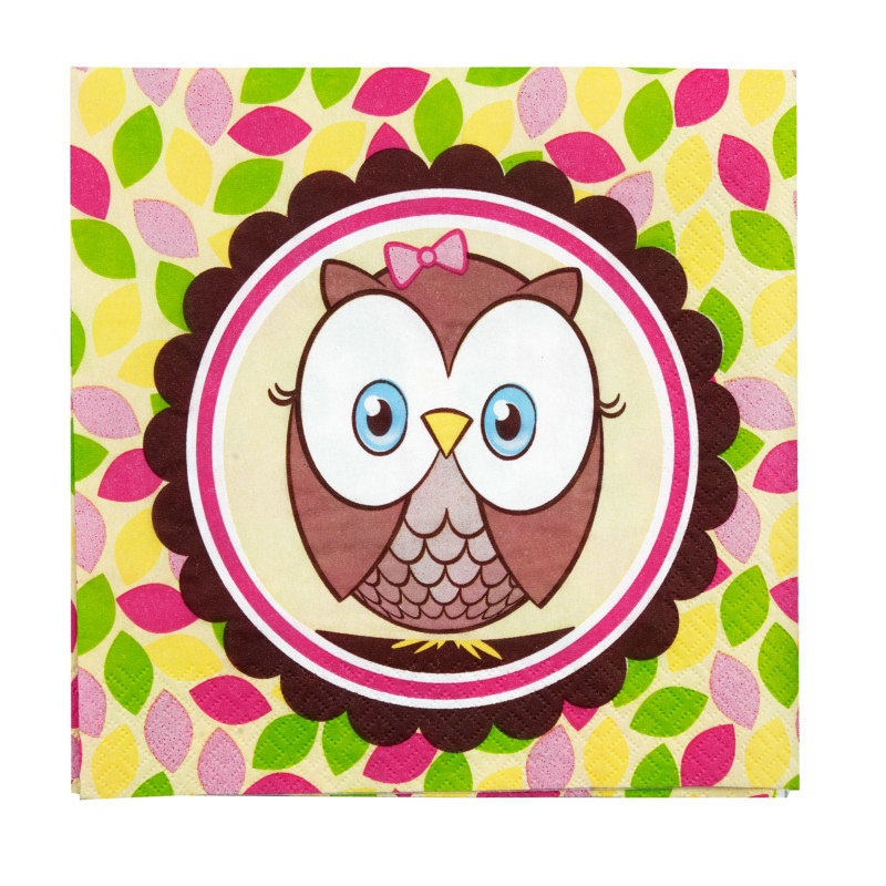 Look Whoo's 1 - Pink Lunch Napkins (16 count) - Click Image to Close