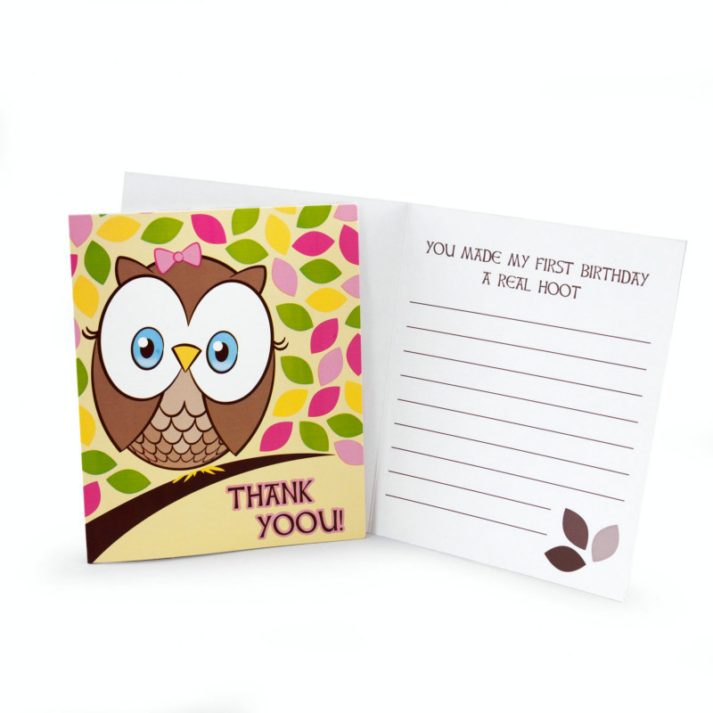 Look Whoo's 1 - Pink Thank-You Cards (8 count)