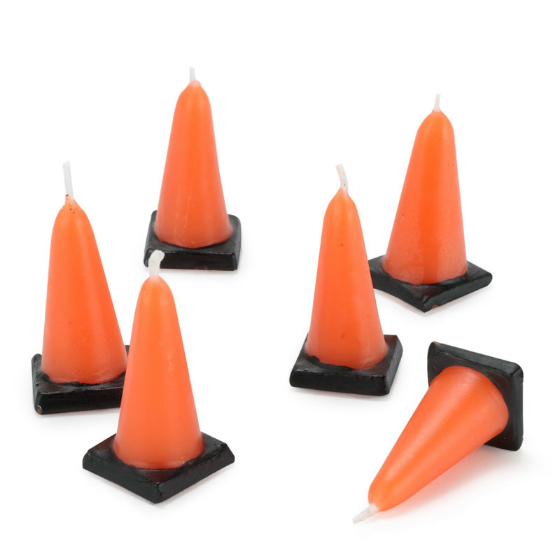 Construction Cone Molded Candles (6 count) - Click Image to Close