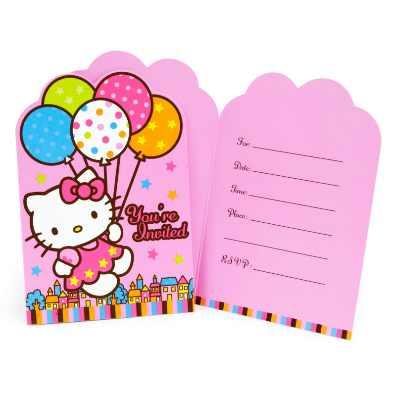 Hello Kitty Balloon Dreams Invitations (8 count) - Click Image to Close