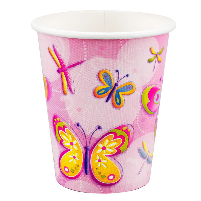 Butterflies and Dragonflies 9 oz. Paper Cups (8 count) - Click Image to Close