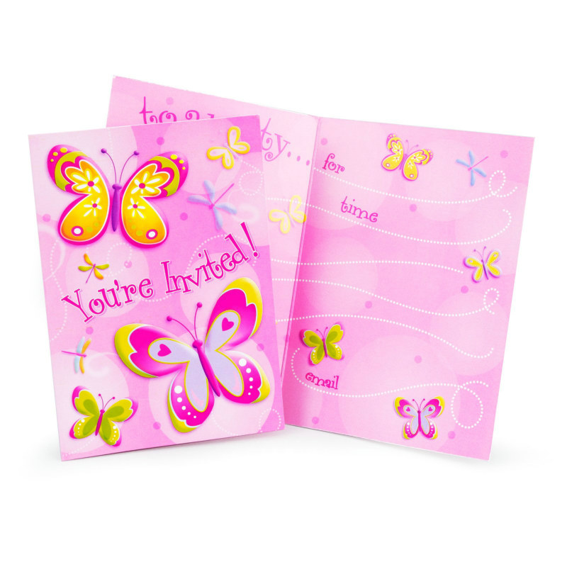 Butterflies and Dragonflies Invitations (8 count) - Click Image to Close