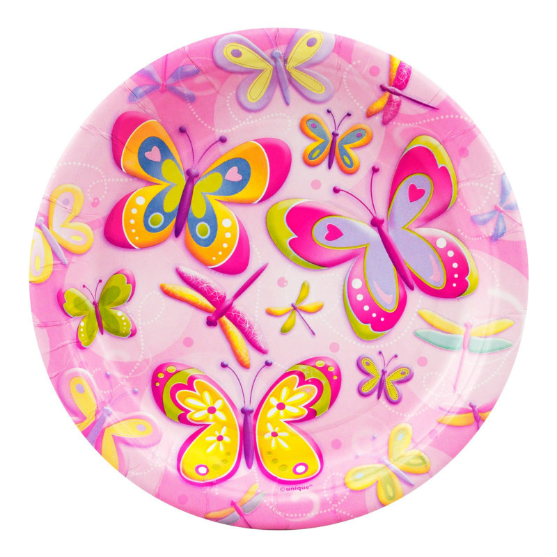 Butterflies and Dragonflies Dessert Plates (8 count) - Click Image to Close