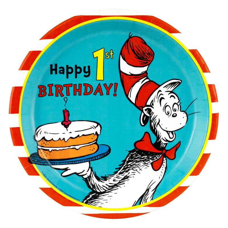 Dr. Seuss 1st Birthday Dinner Plates (8 count) - Click Image to Close