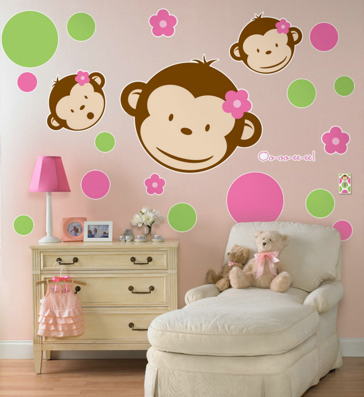 Pink Mod Monkey Giant Wall Decals - Click Image to Close