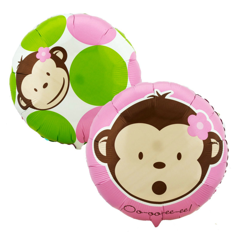 Pink Mod Monkey 18" Foil Balloon - Click Image to Close