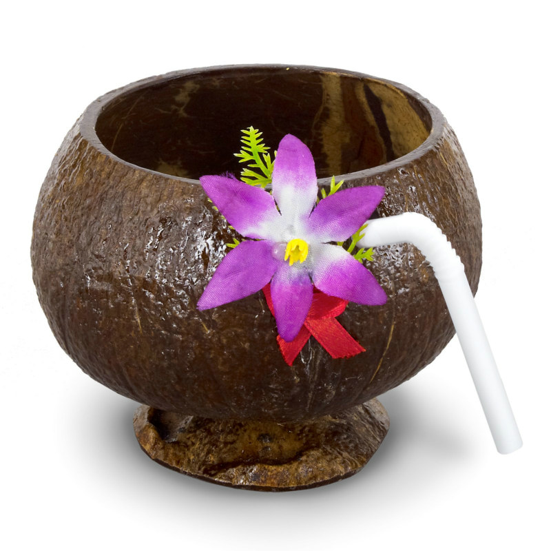 Coconut Cup with Straw - Click Image to Close