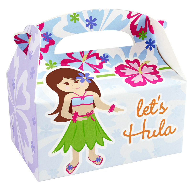 Hawaiian Girl Empty Favor Boxes (4 count) - Click Image to Close