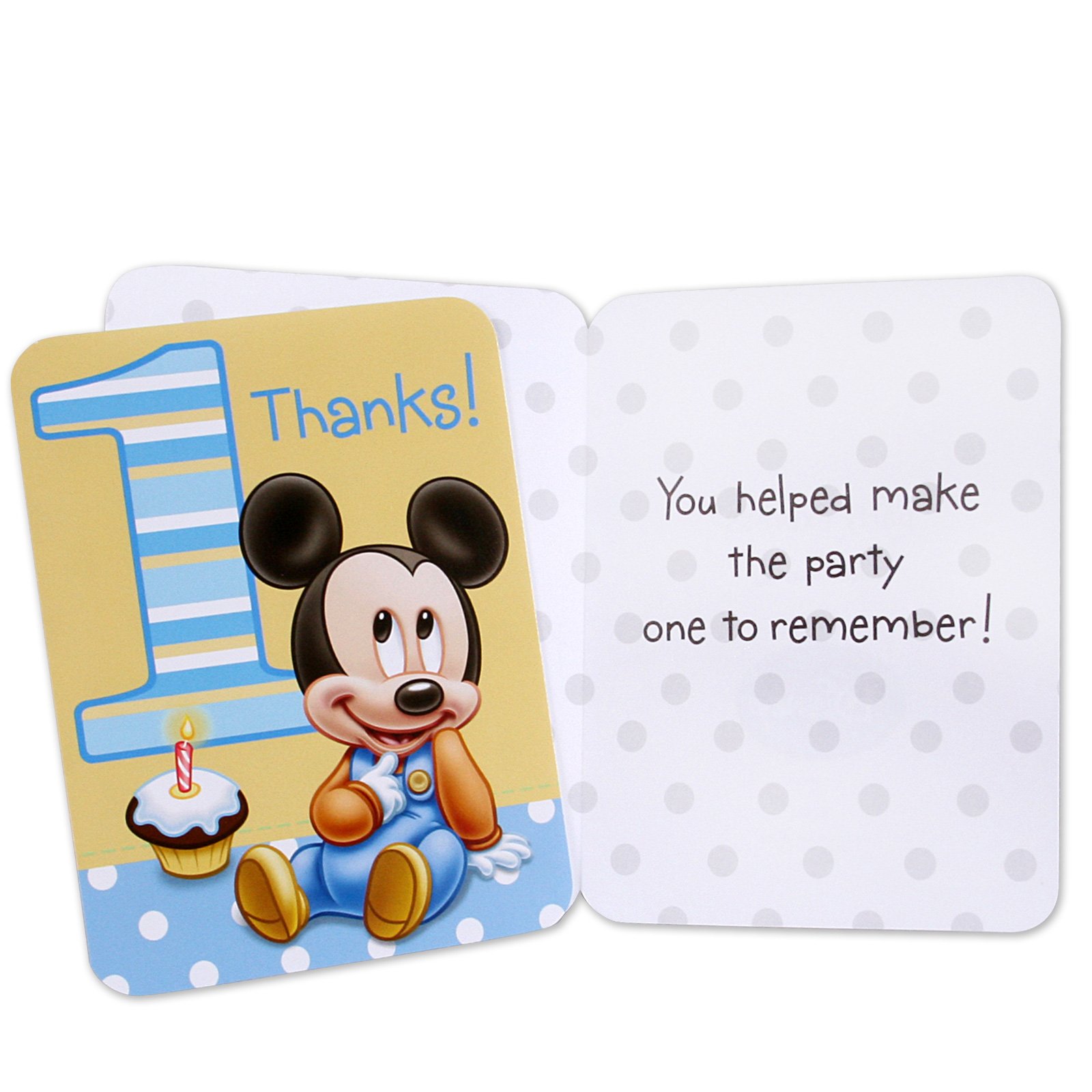 Mickey's 1st Birthday Thank-You Notes (8 count) - Click Image to Close