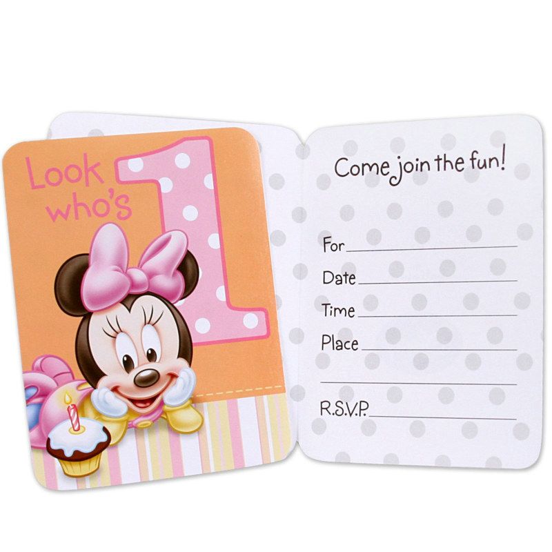 Minnie's 1st Birthday Invitations (8 count) - Click Image to Close