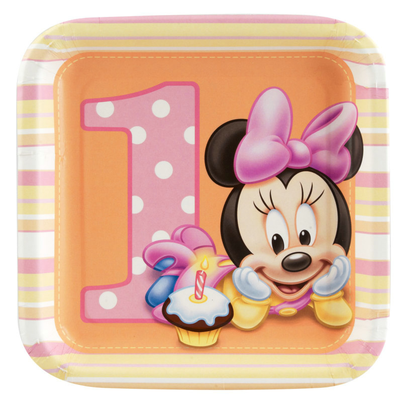 Minnie's 1st Birthday Dessert Plates (8 count) - Click Image to Close