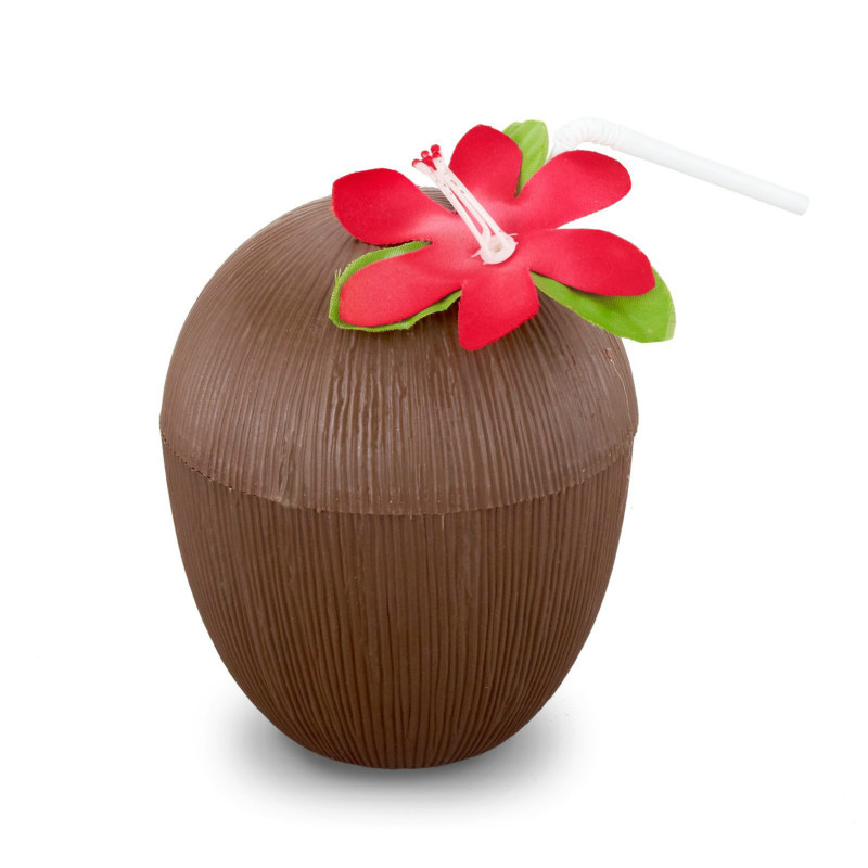 Coconut Cup with Cover and Straw - Click Image to Close