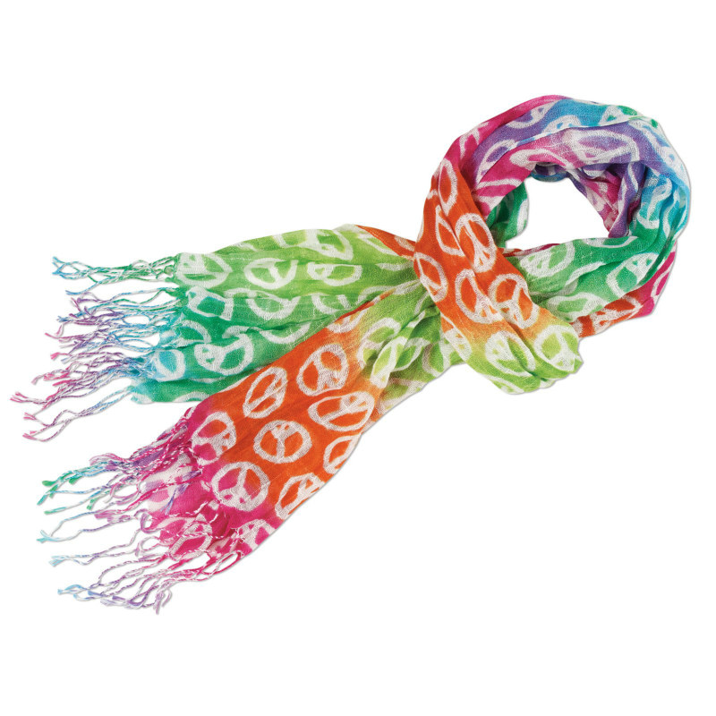 Rainbow Peace Sign Scarf - Click Image to Close