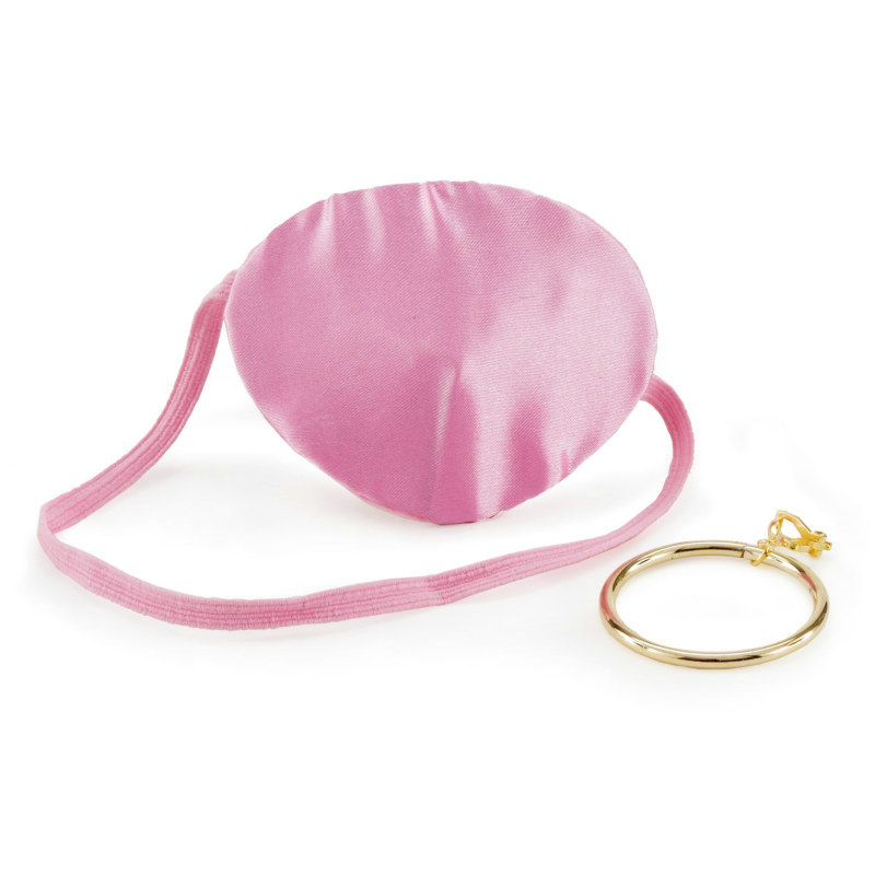 Pink Pirate Eye Patch w/ Plastic Gold Earring - Click Image to Close