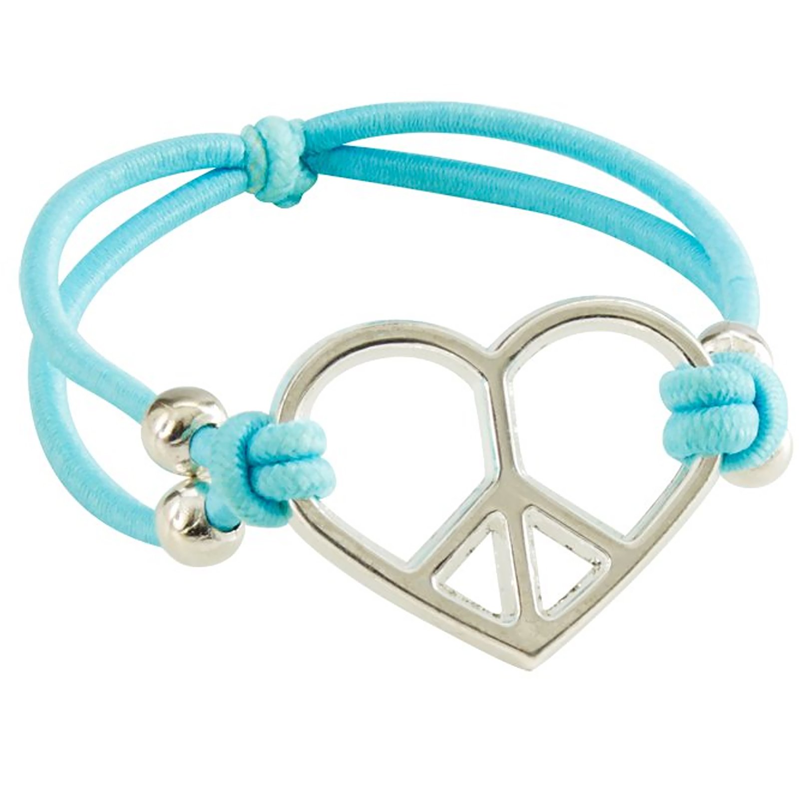 7" Heart-Shaped Peace Bracelet Asst. (1 count) - Click Image to Close