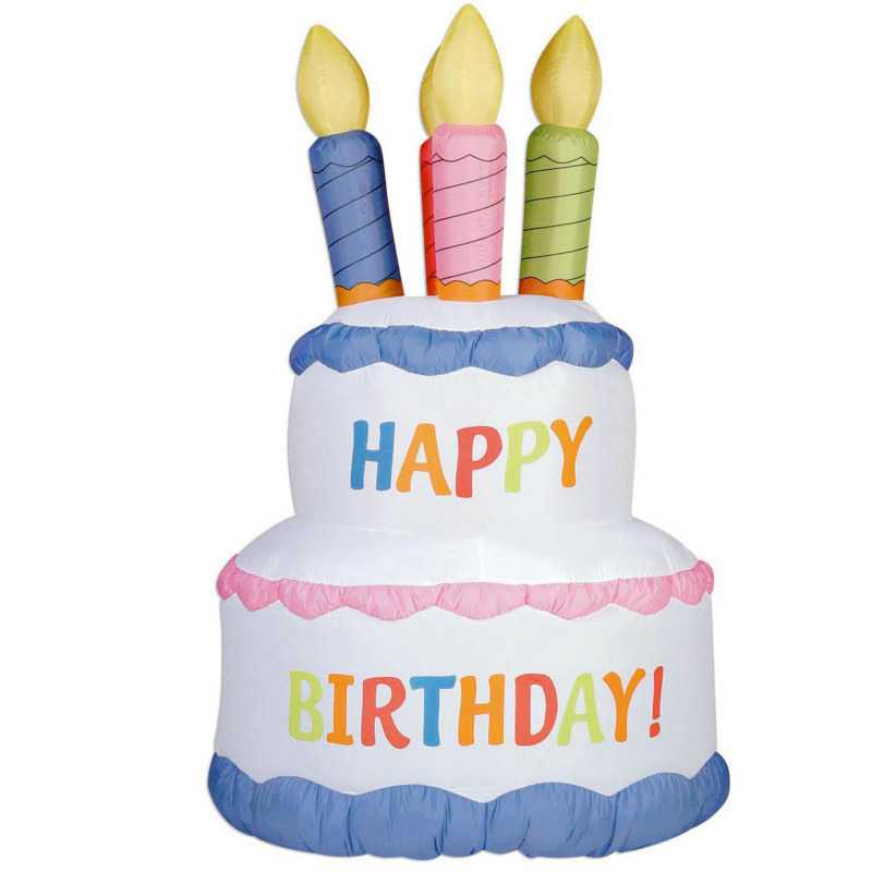 4' Airblown Indoor Birthday Cake - Click Image to Close