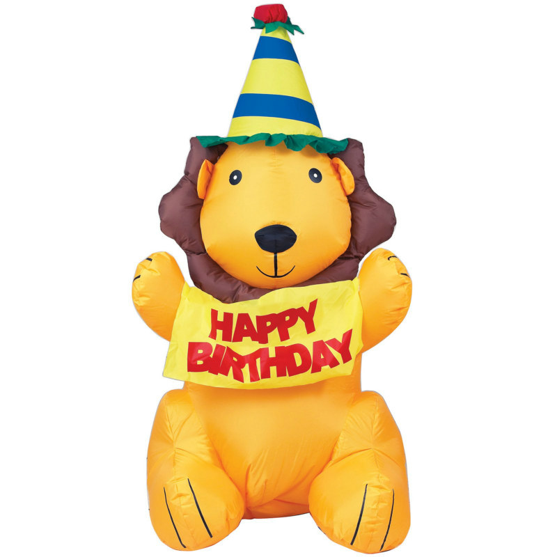 4' Airblown Birthday Lion - Click Image to Close