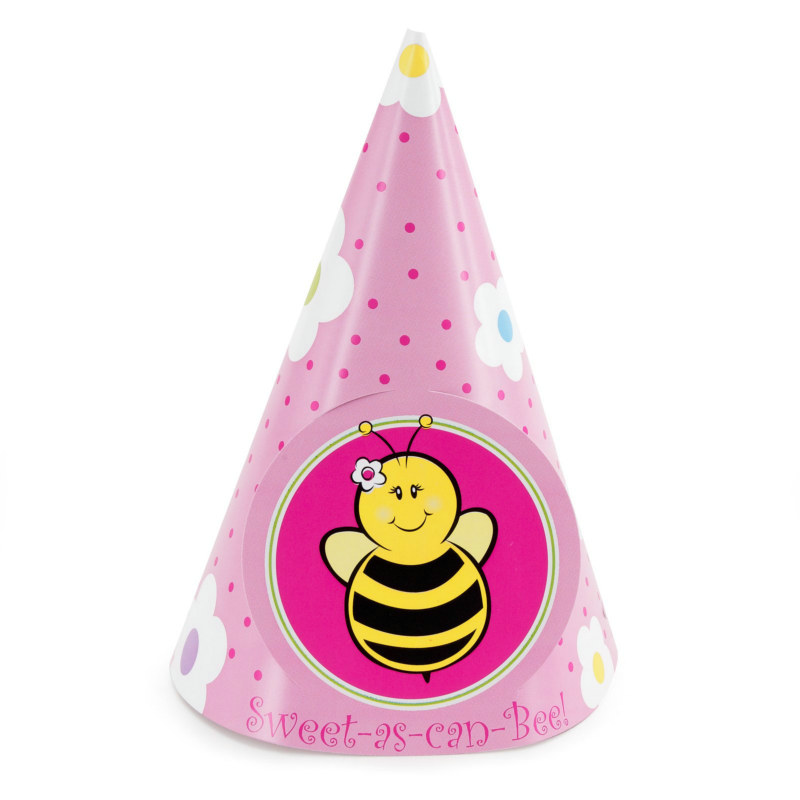 Sweet-As-Can-Bee Cone Hats (8 count)