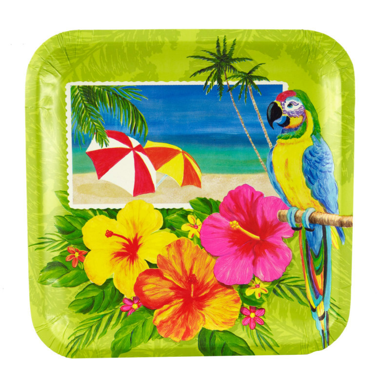 Tropical Vacation Dinner Plates (8 count) - Click Image to Close