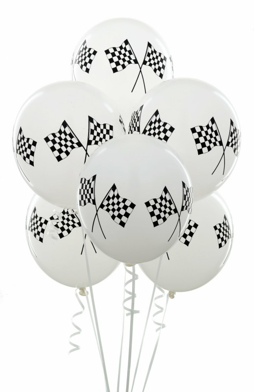 11" Racing Flags Balloons (6 count) - Click Image to Close