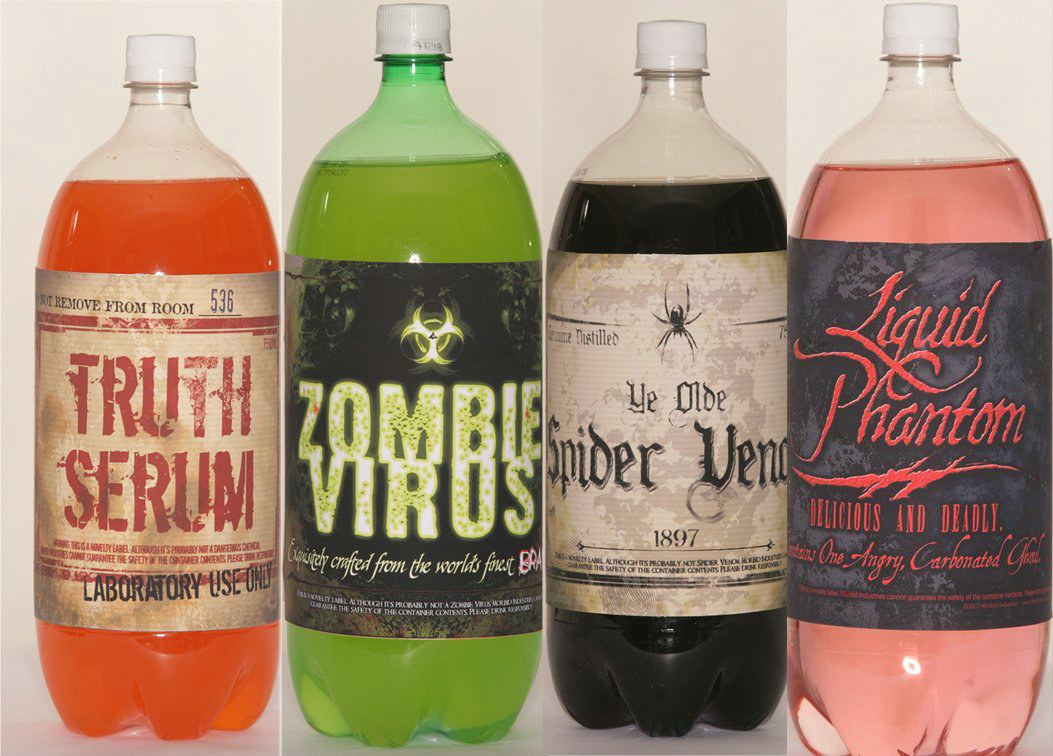 Halloween Soda Bottle Stickers (4 count) - Click Image to Close