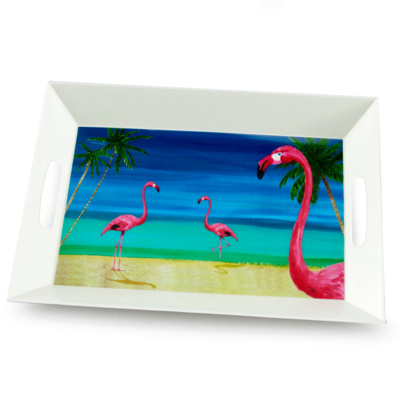 14" Tropical Vacation Serving Tray - Click Image to Close