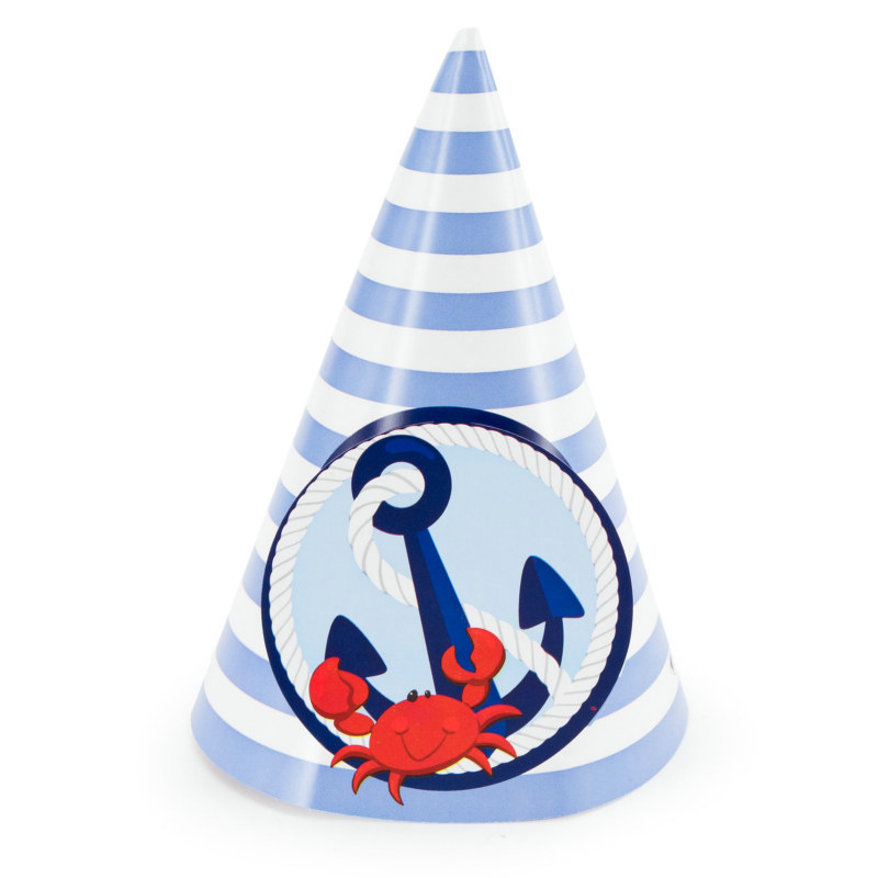 Anchors Aweigh Cone Hats (8 count) - Click Image to Close