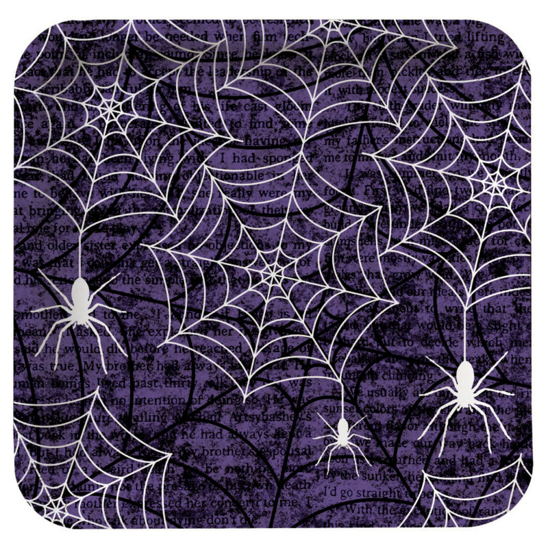 Creepy Webs Square Dessert Plates (8 count) - Click Image to Close