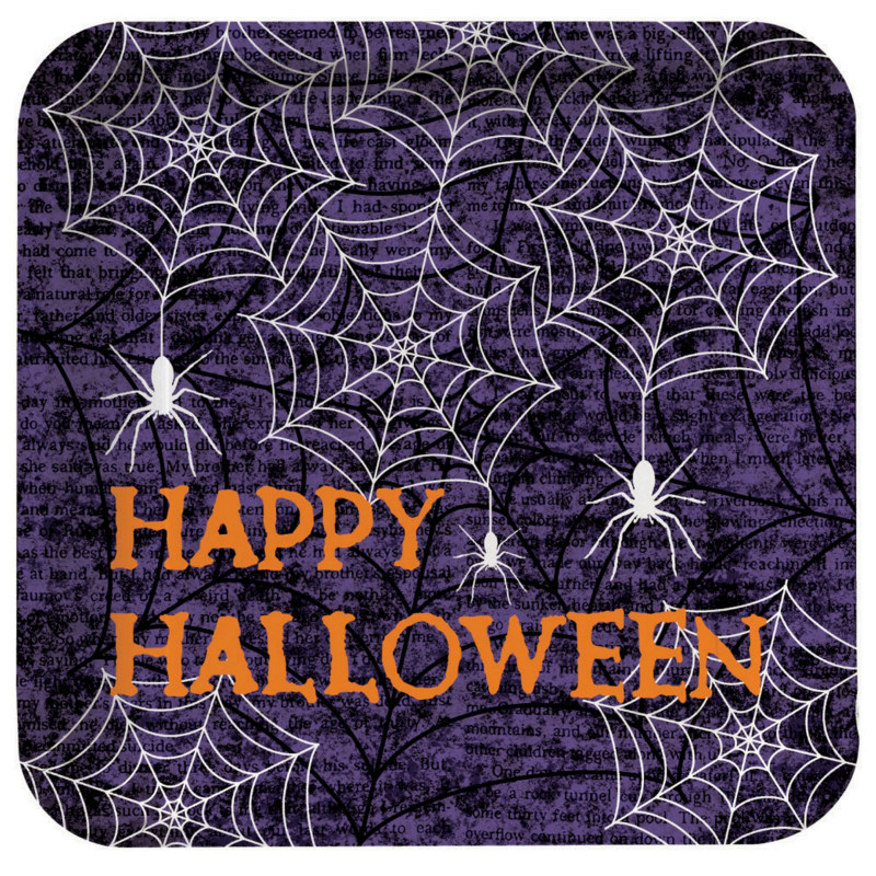 Creepy Webs Square Dinner Plates (8 count) - Click Image to Close