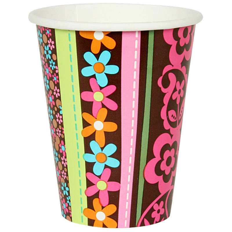 Hippie Chick 9 oz. Paper Cups (8 count) - Click Image to Close