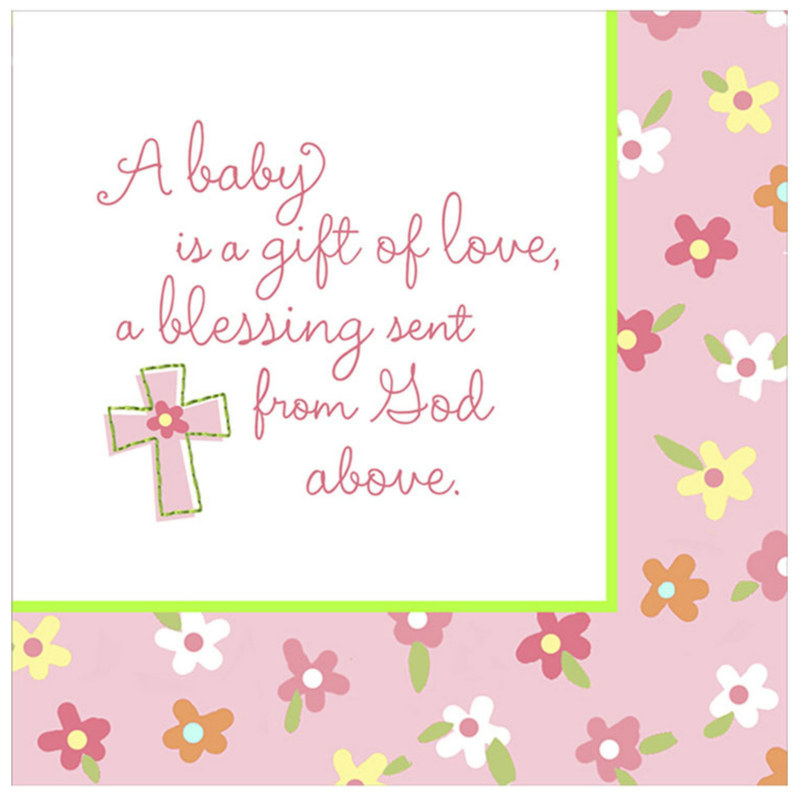 Blessed Baby Girl Lunch Napkins (16 count) - Click Image to Close