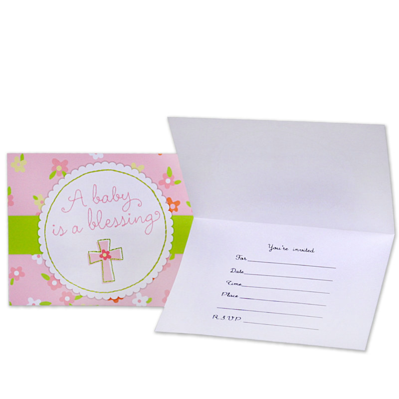 Blessed Baby Girl Invitations (8 count) - Click Image to Close