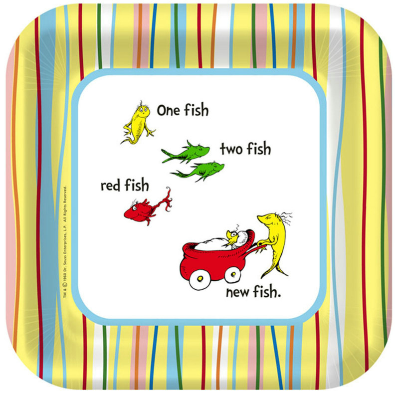 Baby Seuss Square Dessert Plates (8 count) - Click Image to Close