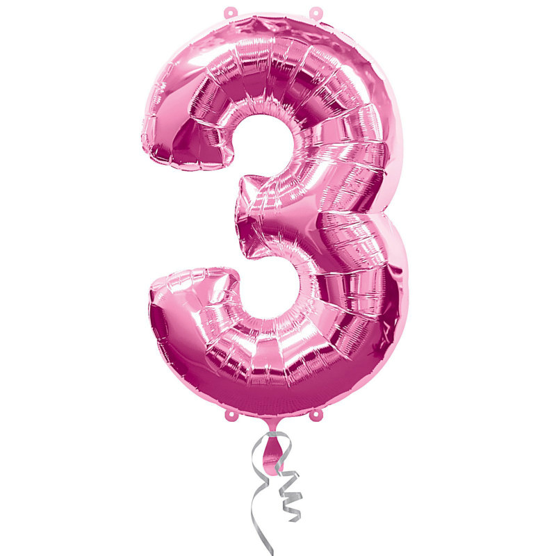 #3 Pink Foil Balloon - Click Image to Close