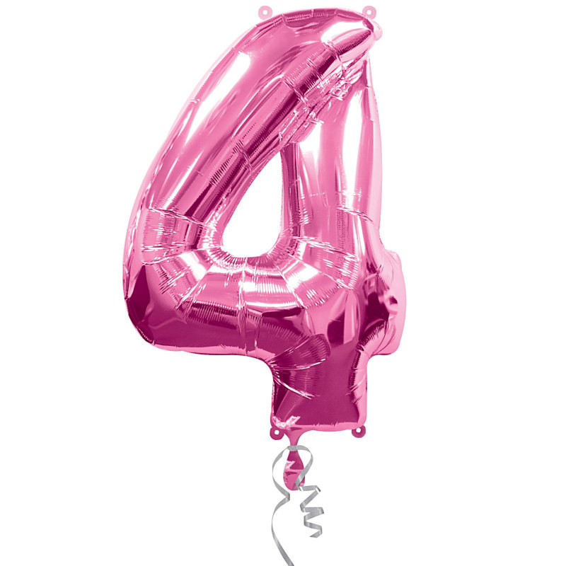 #4 Pink Foil Balloon - Click Image to Close