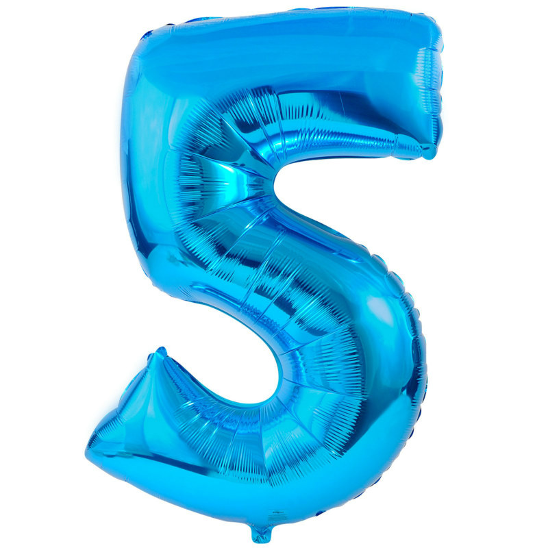 #5 Blue Foil Balloon - Click Image to Close